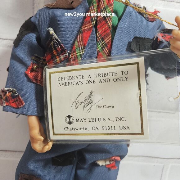 VINTAGE EMMETT KELLY CLOWN WEARY WILLIE WIND UP ANIMATED MUSICAL 13" DOLL w/ COA - Picture 9 of 9